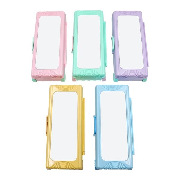 Blank Sublimation Pencil Case Upgraded Trolley Case Shape Double-Layer Desktop Pencil Storage Box