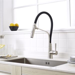Factory good quality single handle flexible colorful kitchen faucet with black