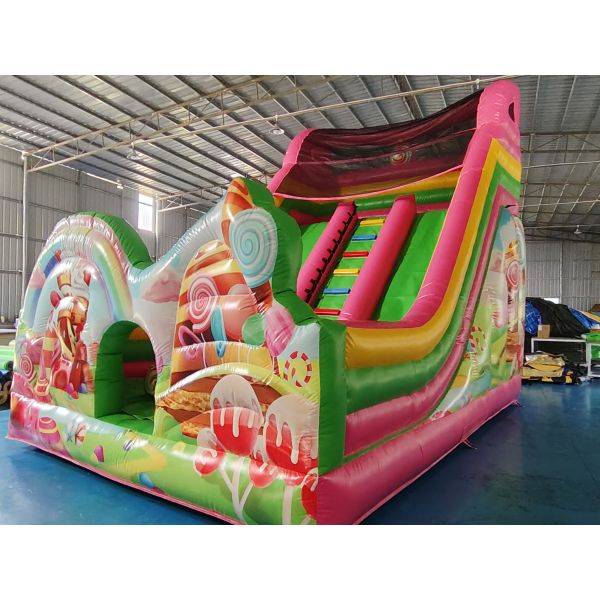 Quality Amusement Park Inflatable Dry Slides Candy House Inflatable Slides Castle For Kids for sale