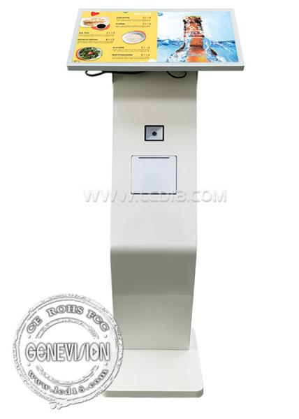 Quality 21.5" Cashless Self Ordering Touch Screen LCD Payment Machine K Stand with Printer QR Code Scanner for sale