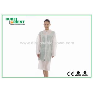 Non Sterile 22gsm MP Disposable Lab Coats With Zip Closure