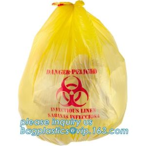 Wholesale Medical Biohazard Waste Bags for Hosptial, PE Flat disposable biohazard garbage bag / waste bag / trash bag, bagplastics from china suppliers
