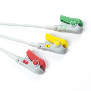 GE Healthcare Vivid Compatible Direct-Connect ECG Cable and leadwires for 3Lead