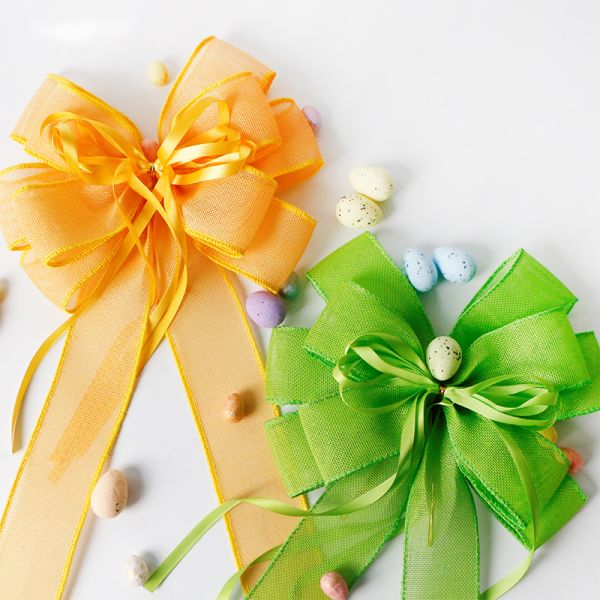 Easter Solid Color Burlap Bows in Jute/Polyester Perfect for Festive Celebrations