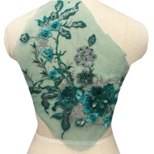 Latest sequin fabric cloth flower with bead iron designer embroidered big