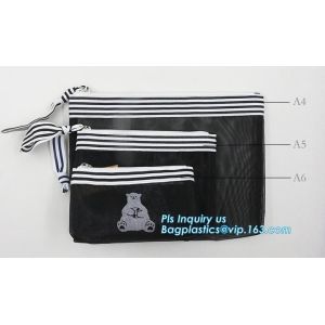 promotion pvc binder file A4 mesh zipper waterproof bag from professional
