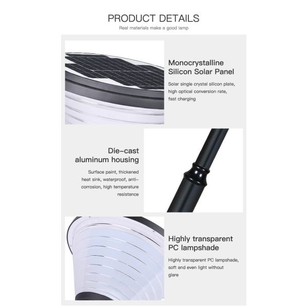 Waterproof Post Lighting Led Gate Solar Garden Pillar Light for Outside Lamp Landscape