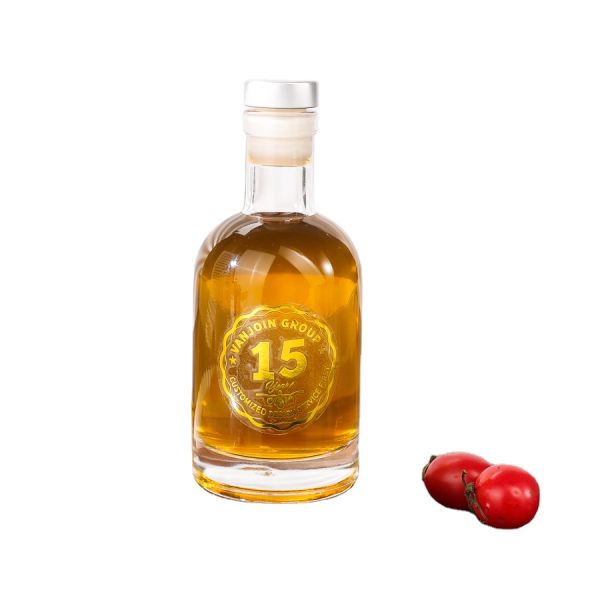 250ml Round Clear Frosted Glass Bottle with Cork Stopper Clients' Specific Requirements