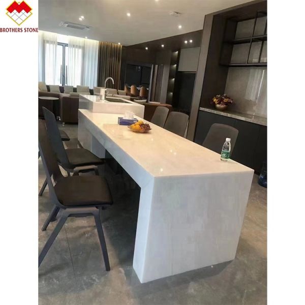 Backlit Royal White Onyx Marble Slab for Customizable Table Countertop and Wall Panel