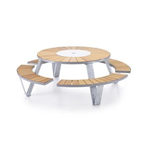 High End D1800*H780mm Round Picnic Table Set With Cushion