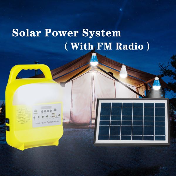 Outdoor Camping 3W LED Solar Lighting System Audio Solar Home System Kit