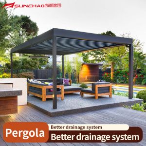China Waterproof Windproof Aluminium Pergola for Garden Design Aluminum Retractable Pergola on sale