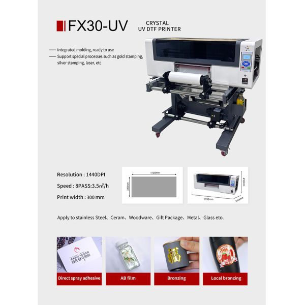 Dtf Crystal Digital UV Printer Epson Brother Label Printer 300mm A3