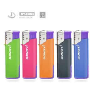 Plastic Windproof Cigarette Lighter with LED Semi-Transparent Color and LED