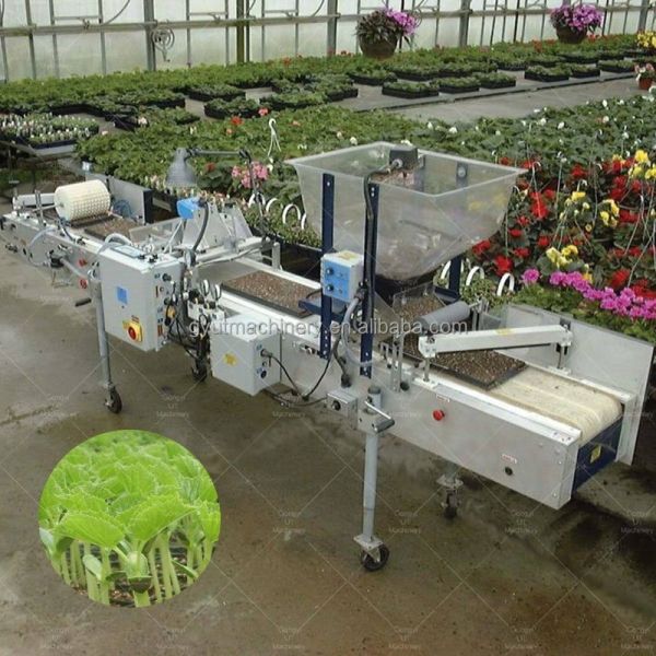 11 Row Microgreen Tray Seeding Machine with Conveyor Belt and Top Coater in