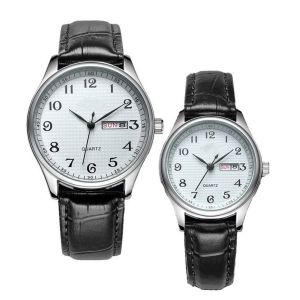 Waterproof Bottom Cover Men'S Analog Quartz Watch Leather Strap Couple Quartz