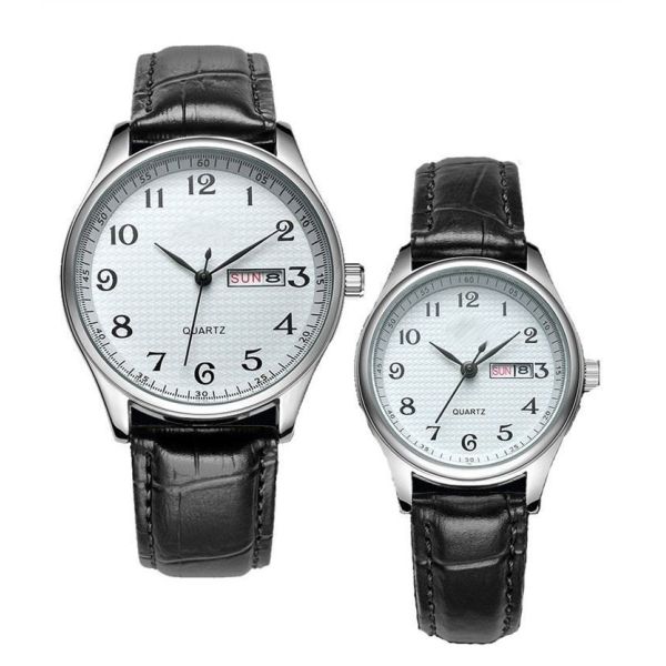 Waterproof Bottom Cover Men'S Analog Quartz Watch Leather Strap Couple Quartz