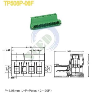 Pluggable Terminal Block Plug Female Sockets Pitch 5.08mm 300V 18A 2-20P Plug-in