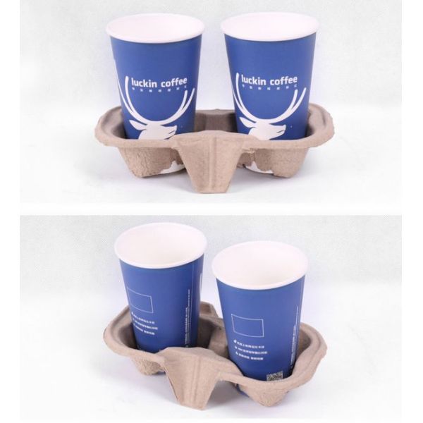 2 Cups paper Biodegradable Bagasse Coffee Cup Holder
