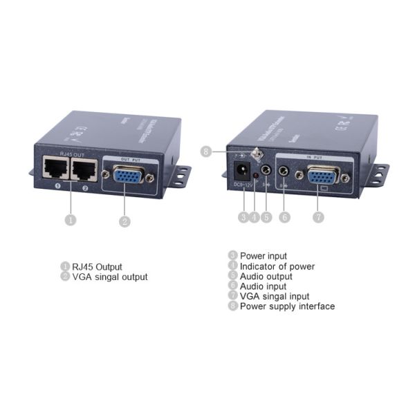 100m 200m 300m VGA Extender1X2 VGA Splitter 2 Channels Video UTP Extender