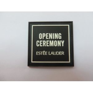 Custom Estee Lauder 3d Soft PVC Lapel Garment Label Black Color For Open
