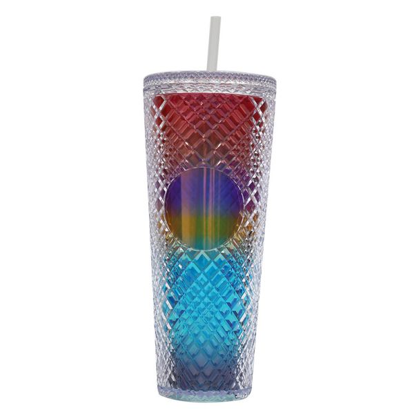 Quality Semi Transparent Honeycomb Textured Tumbler With Straw 24 Ounce Volume for sale