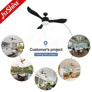 Energy Saving 1stshine Black ABS Blades Ceiling Fans with LED Lights and Remote