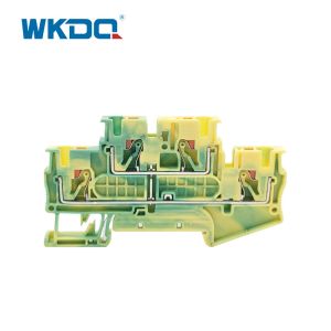 JPTTB 4 - PE 2 Layer Push In Ground Terminal Block Din Rail 4 Contacts