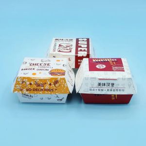 Fully Recyclable Folding Cardboard Hamburger Boxes Cookie Packaging