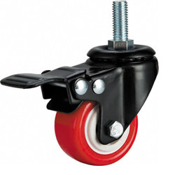 Wholesale light duty 2&quot; threaded stem PU caster with brake, 2.5 inch, 3 inch PU castor with brake from china suppliers