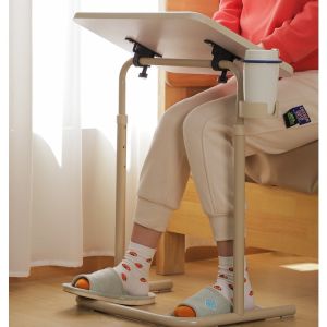 Waterproof Sit Stand Desk for Home Office Workstation in White Wooden Design