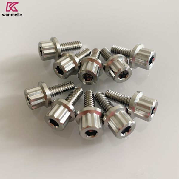 gr5 Ti6al4v 12pt flange screws M7 M8 Titanium bolt for wheel hub