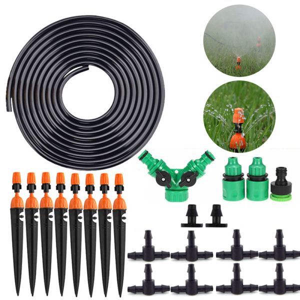Dual Usage Water Spray Drip Irrigation Kit Adjustable Nozzles Watering System
