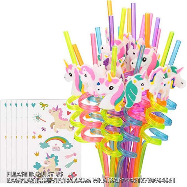Reusable Birthday Party Rainbow Unicorn Straws Unicorn Party Supplies Birthday Decorations and Unicorn Themed Party