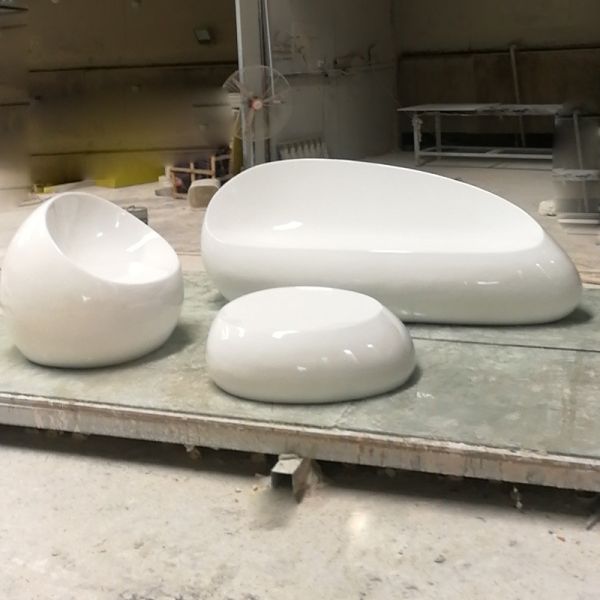 White Color Fiberglass Table Chair Sets 4pcs Furniture Full Set Sofa Chairs