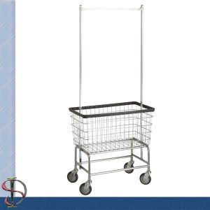 China Hotel Chrome Laundry Rack with wire basket / Heavy-duty Laundry Stand with Laundry bag / Folding Laundry Cart on sale
