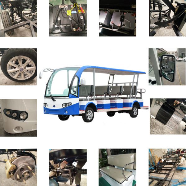 Colorful 5KW Low Speed Electric Sightseeing Car With 14 Seats