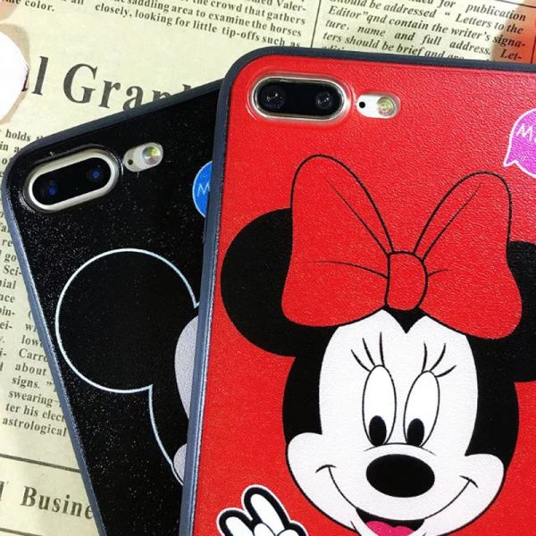 PC+TPU Silk Grain Cute Smile Micky Minnie Cell Phone Case Cover For iPhone 7 6s Plus