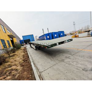 Wholesale 3 Axles 40tons Flatbed Semi Trailer Used for 20ft 40ft Containers from china suppliers