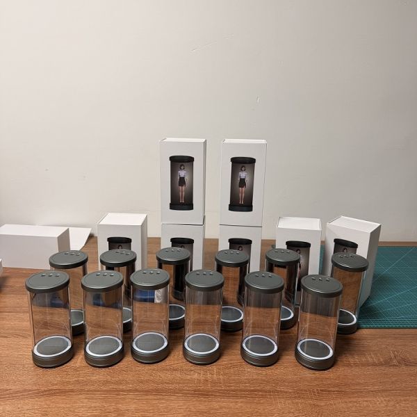 5.5 /21.5/75inch hologram cylinder box 3d hologram cylinder ai interactive For