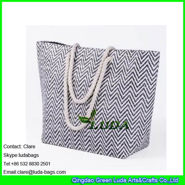Quality LDZB-111 cheap promotion bag weave pattern large beach tote paper straw bags for sale