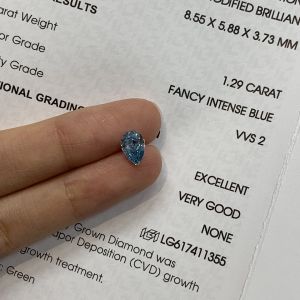 Wholesale 1.29ct VVS2 Pear Shaped Lab Created Diamond Fancy VIVID Blue from china suppliers