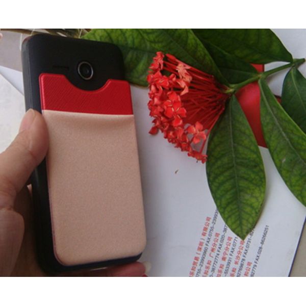 Custom mini mobile phone card holder,3M sticker adhesive card pocket for mobile phone