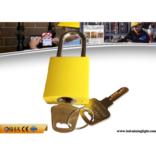 Quality Different Key Yellow Aluminum Safety Lockout Padlock with Brass Key for sale