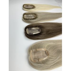 Virgin hair mono topper human hair clip in toupee balayage color small cap large
