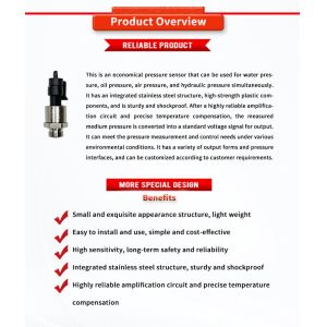 24V 5VDC Pressure Sensor for Precise Liquid Level Measurement in Tanks and