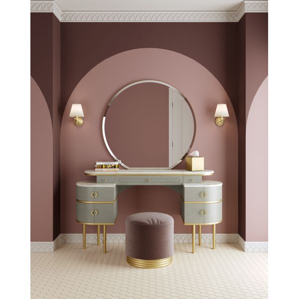 MDF Lighted Corner Vanity Set Standing Dressing Table