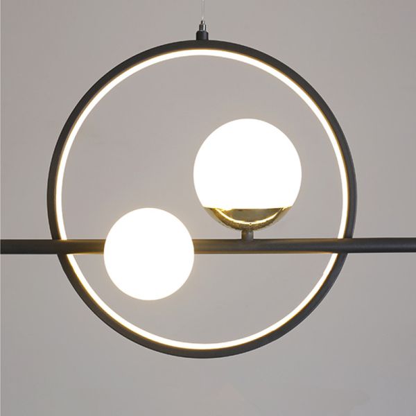 Postmodern glass ball chandelier flush mount circle led lamp Indoor black and gold chandelier(WH-MI-266)