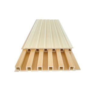 Modern Fluted 3D Slat Interior Wood Grain PVC WPC Wall Panel for Waterproof
