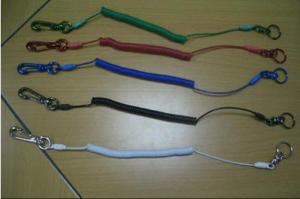 Customized beatuiful spring string tool safety coil leash lanyard with colored snap hooks